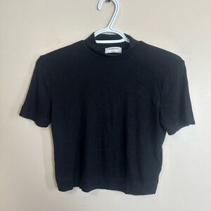 Babaton Size S Black Ribbed Top